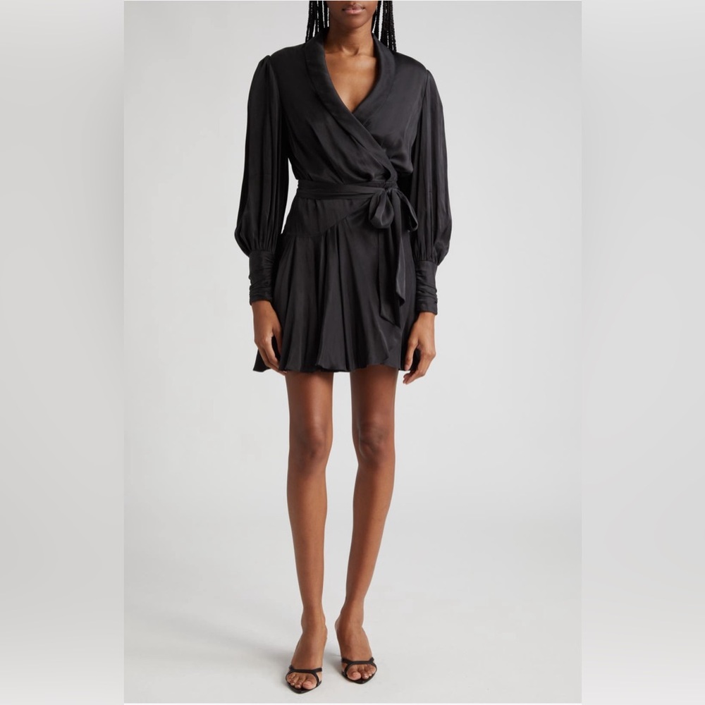 NWOT Zimmermann Long Sleeve Silk Wrap Minidress Size 0 $650 - Picture 3 of 11